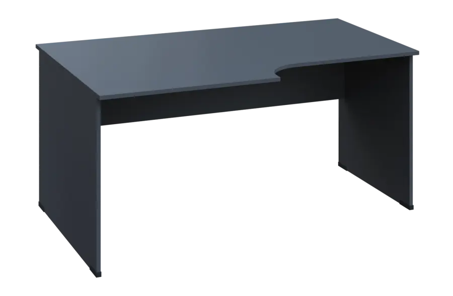 ERL 28 - 168 stůl kancelářský, rohový, levý, dřevěná podnož, deska 25 mm, široký 1600 mm, antracit